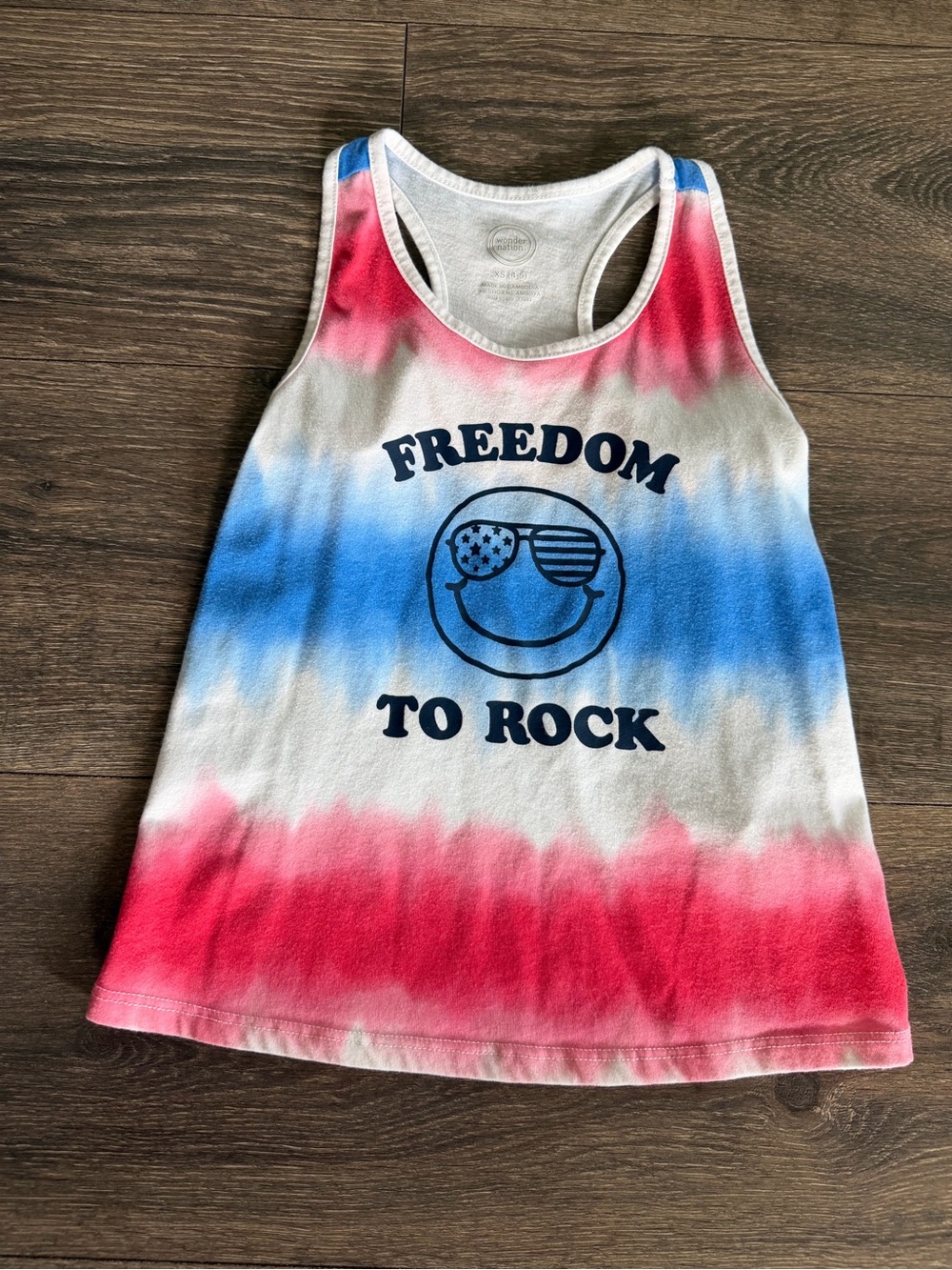 Freedom To Rock Kids' Tie-Dye Tank Top - Red, White & Blue sz4/5